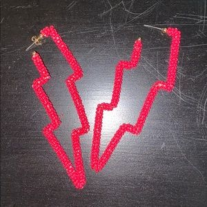 Pink lighting bolt earrings